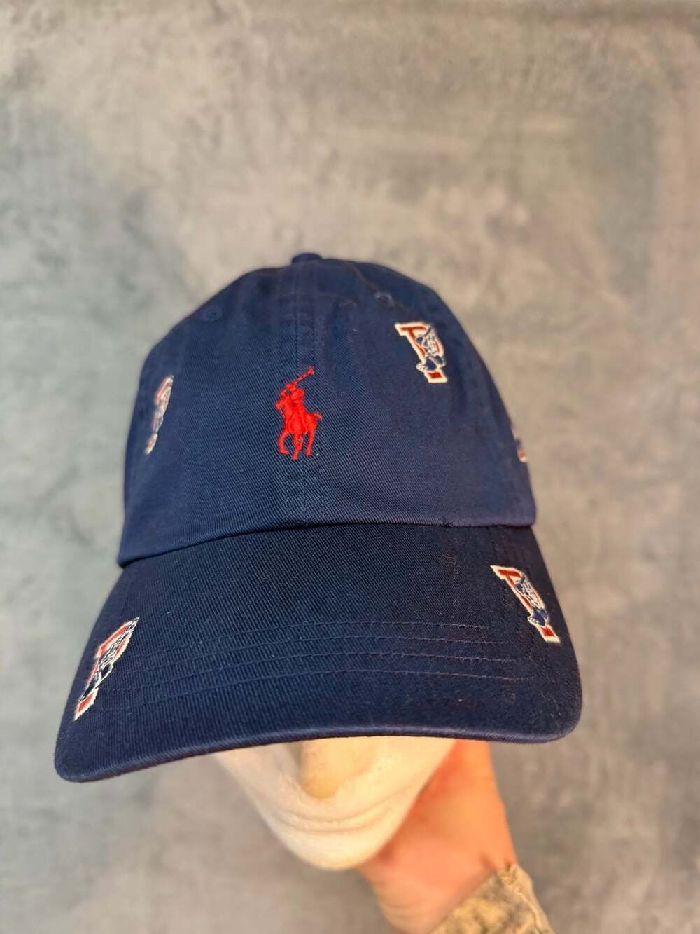 NWT Polo Ralph Lauren P-Wing All Over Logo Twill Baseball Cap Navy